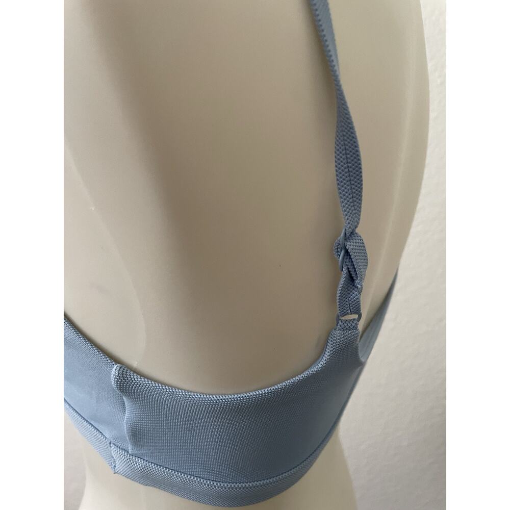 COS Bikini Top Womens 8 Light Blue Excellent Wrap Front Textured Swim - Picture 7 of 11